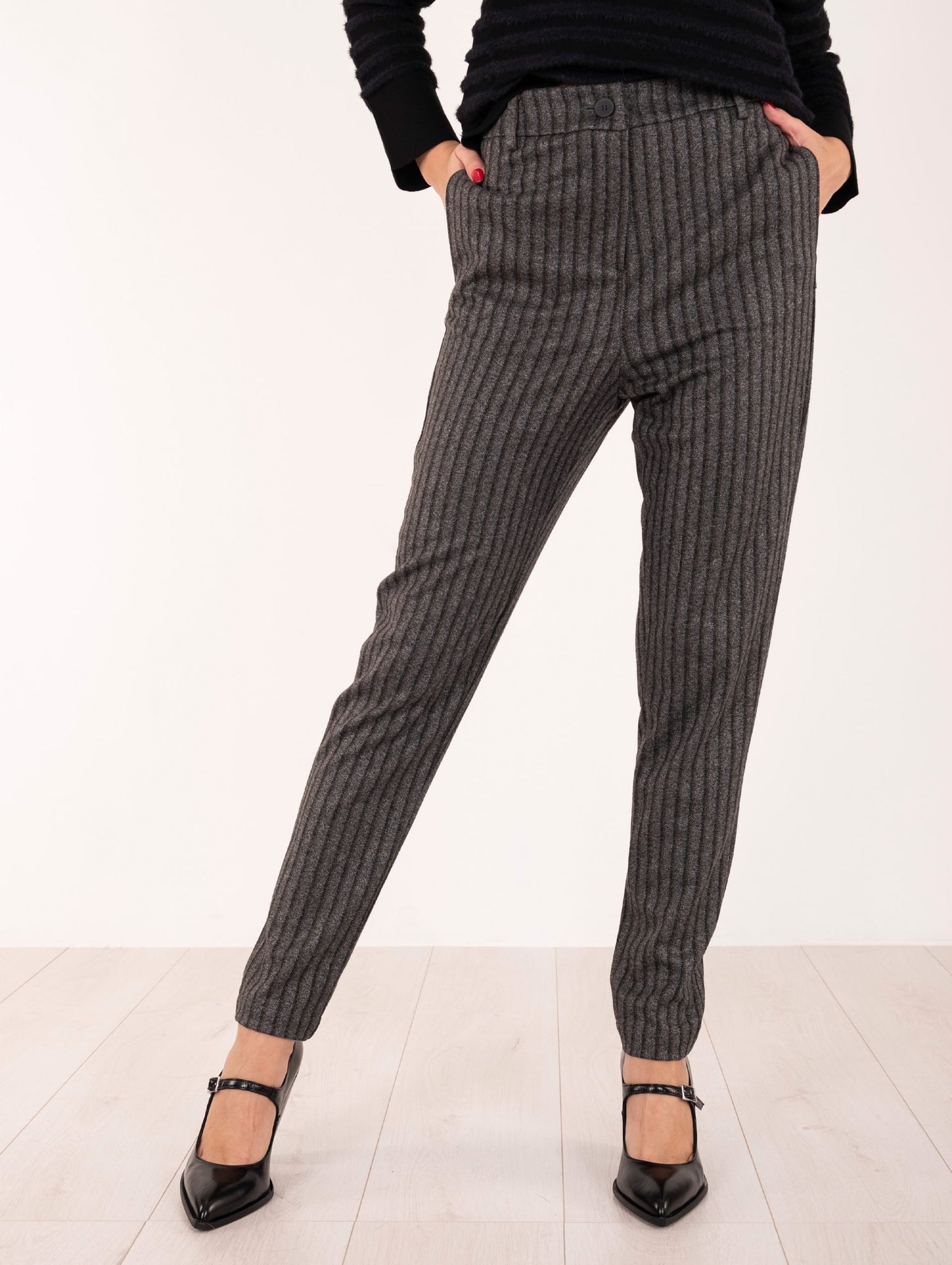 Pantalone Stripe Brand Unique in Viscosa Grigio