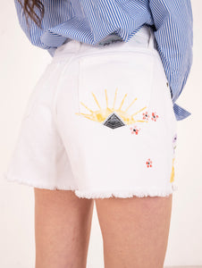 Shorts Old Glory Roy Roger's in Cotone Bianco