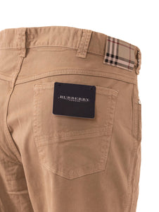 Pantalone Burberry in Cotone Nocciola