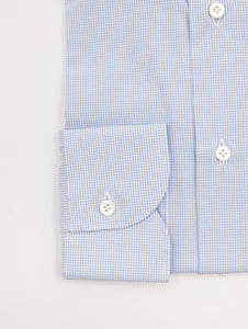 Camicia Four Stroke in Cotone Micro Quadri Bianca e Azzurra