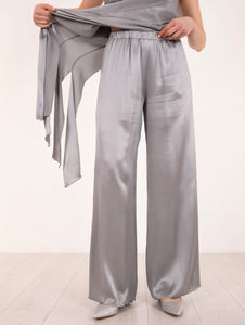 Pantalone Antonelli in Seta Fluida Grigio