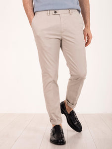 Pantalone Devore Slim James in Cotone Doppio Mastice