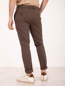 Pantalone Devore Slim James in Cotone Doppio Testa di Moro