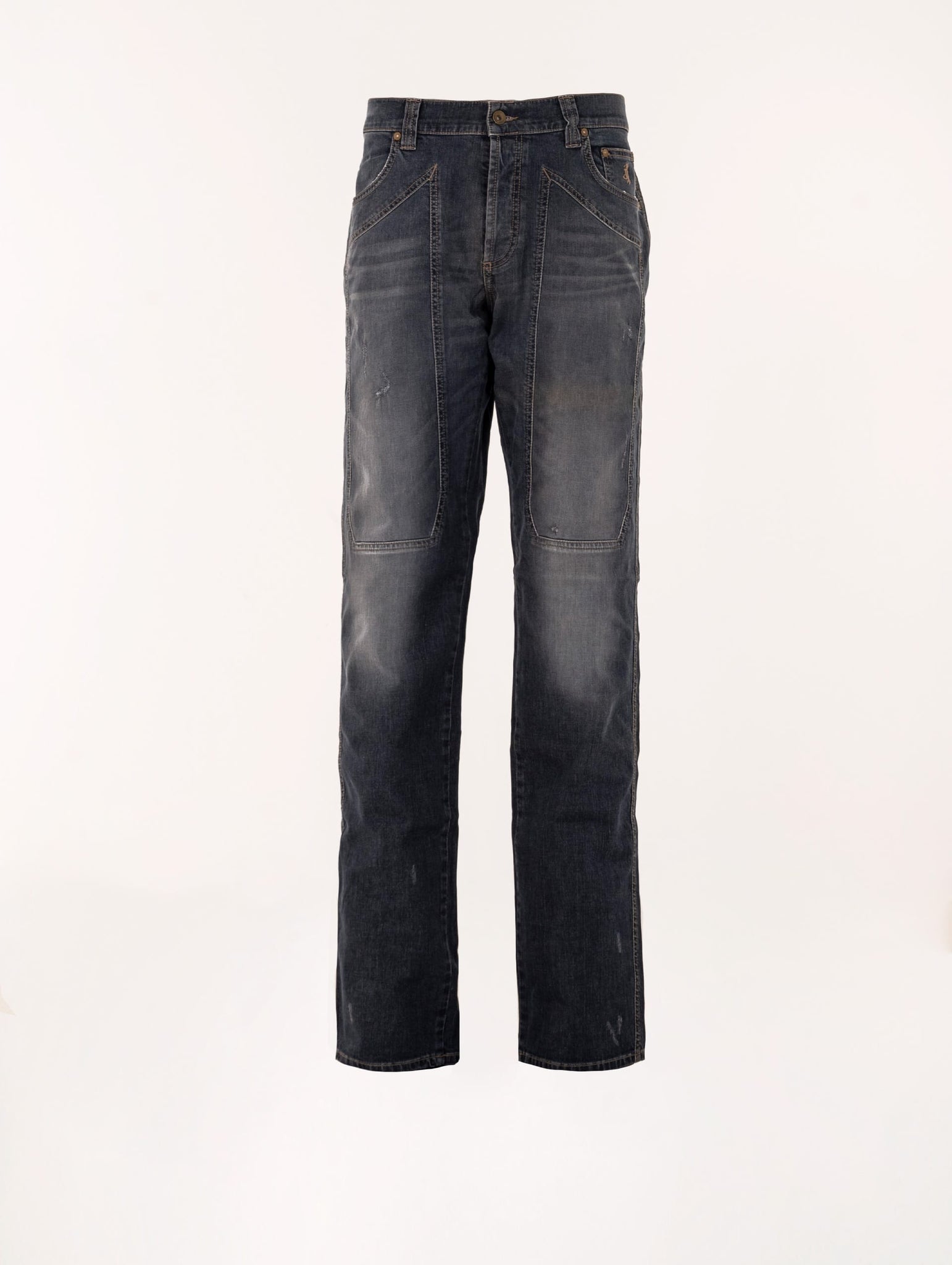 Jeckerson Jeans in Cotton with Dark Denim Rips Four Stroke