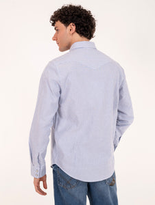 Camicia Stripe Roy Roger's in Cotone Bianca e Blu