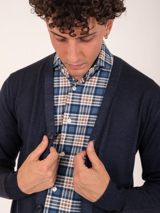 Cardigan Four Stroke in Lana Merinos Extrafine Notte