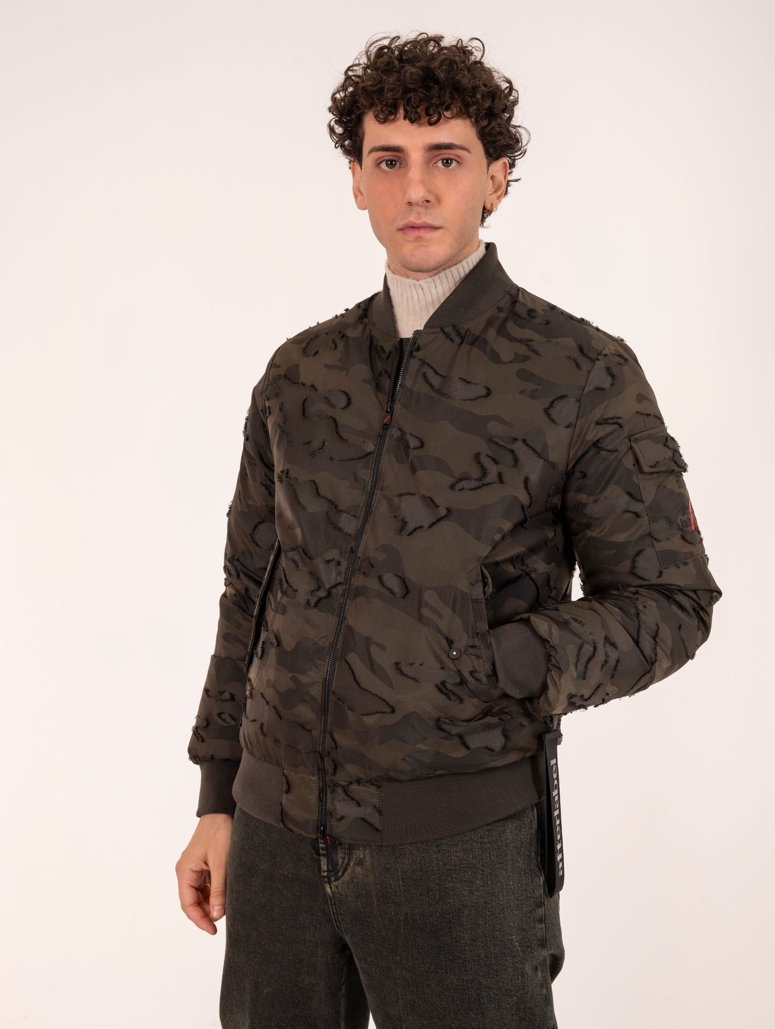 Bomber Francoforte After Label in Nylon Jacquard Camouflage