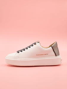 Sneakers London Alexander Smith in Pelle Bianca e Argento