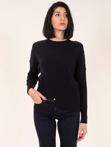 Maglia Boxy Alpha Studio in Lana Merinos Blu Notte