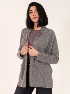 Cardigan Doppiopetto Alpha Studio in Lana Baby Alpaca Grigio