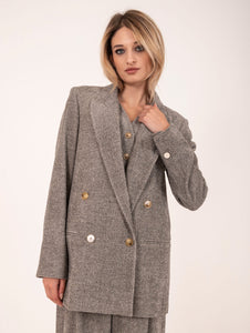 Blazer Doppiopetto Alysi in Velluto Melange Grigio