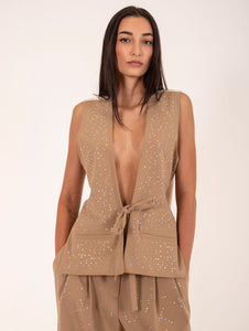 Gilet Alysi con Strass Sabbia