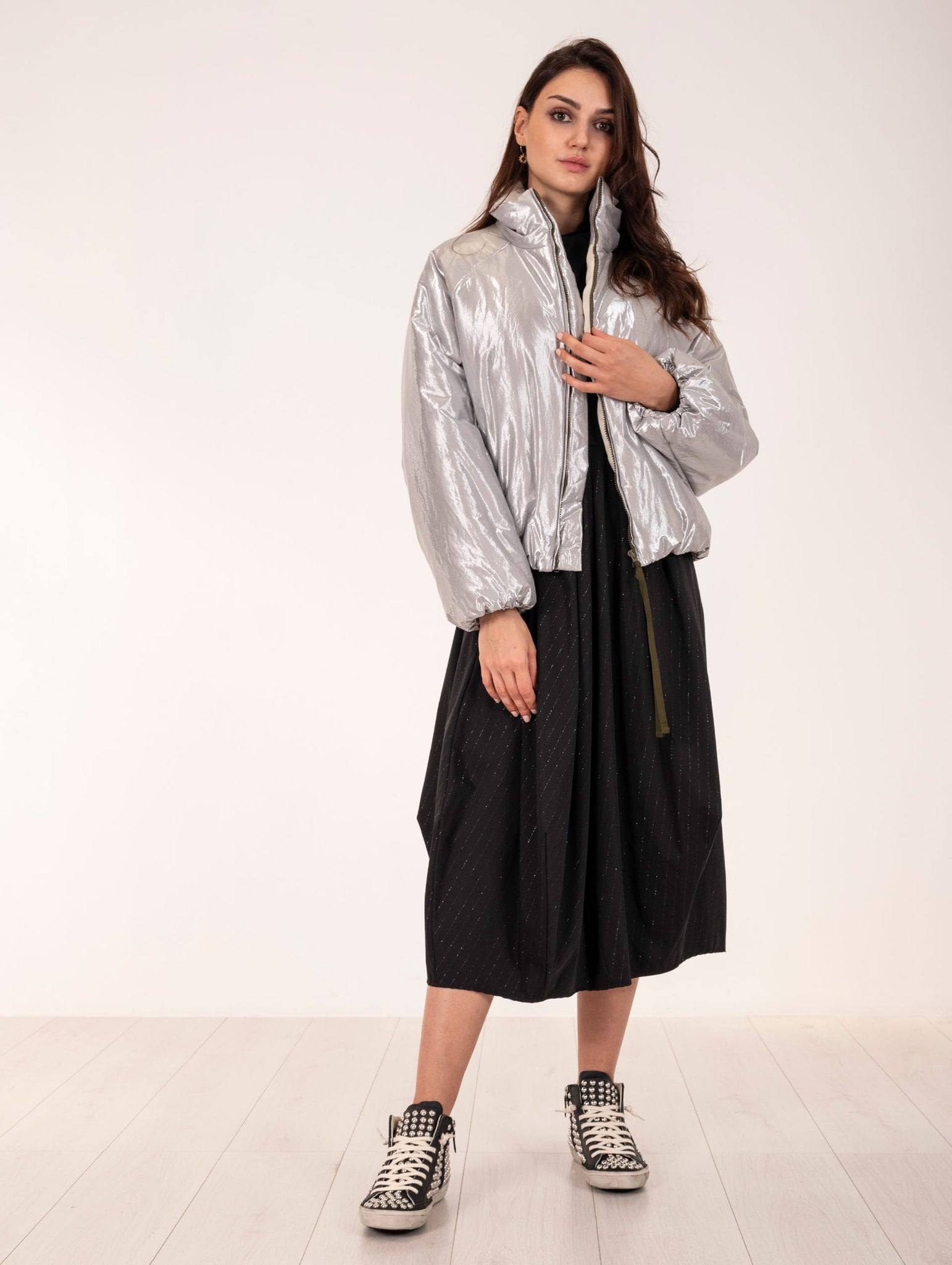 Bomber Alysi in Cotone Shining Silver