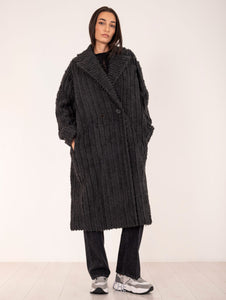 Cappotto Fringed Alysi in Lana Antracite