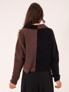 Cardigan Alysi in Mohair Marrone e Nero