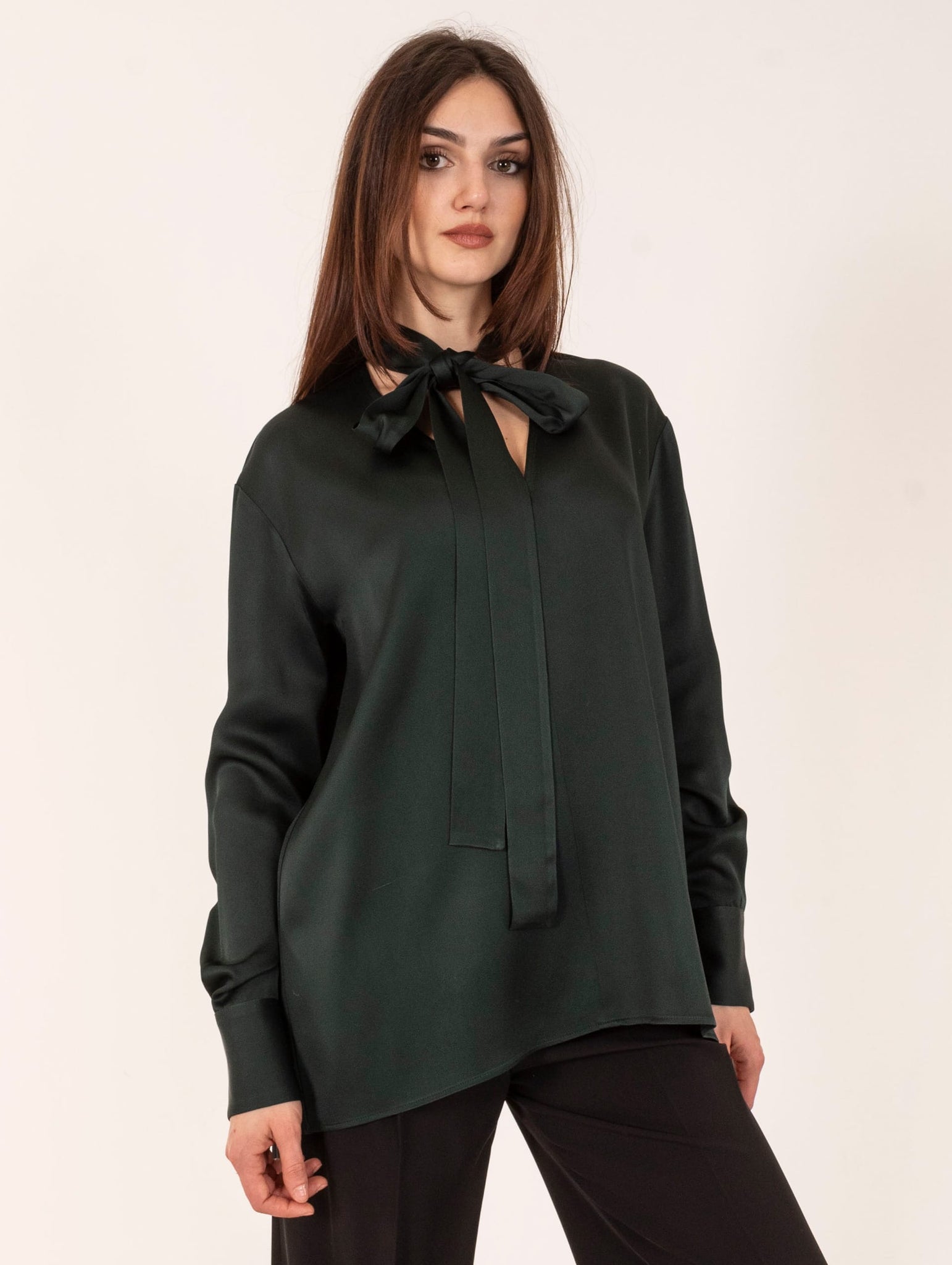 Camicia Antonelli Firenze con Fiocco in Viscosa Verde