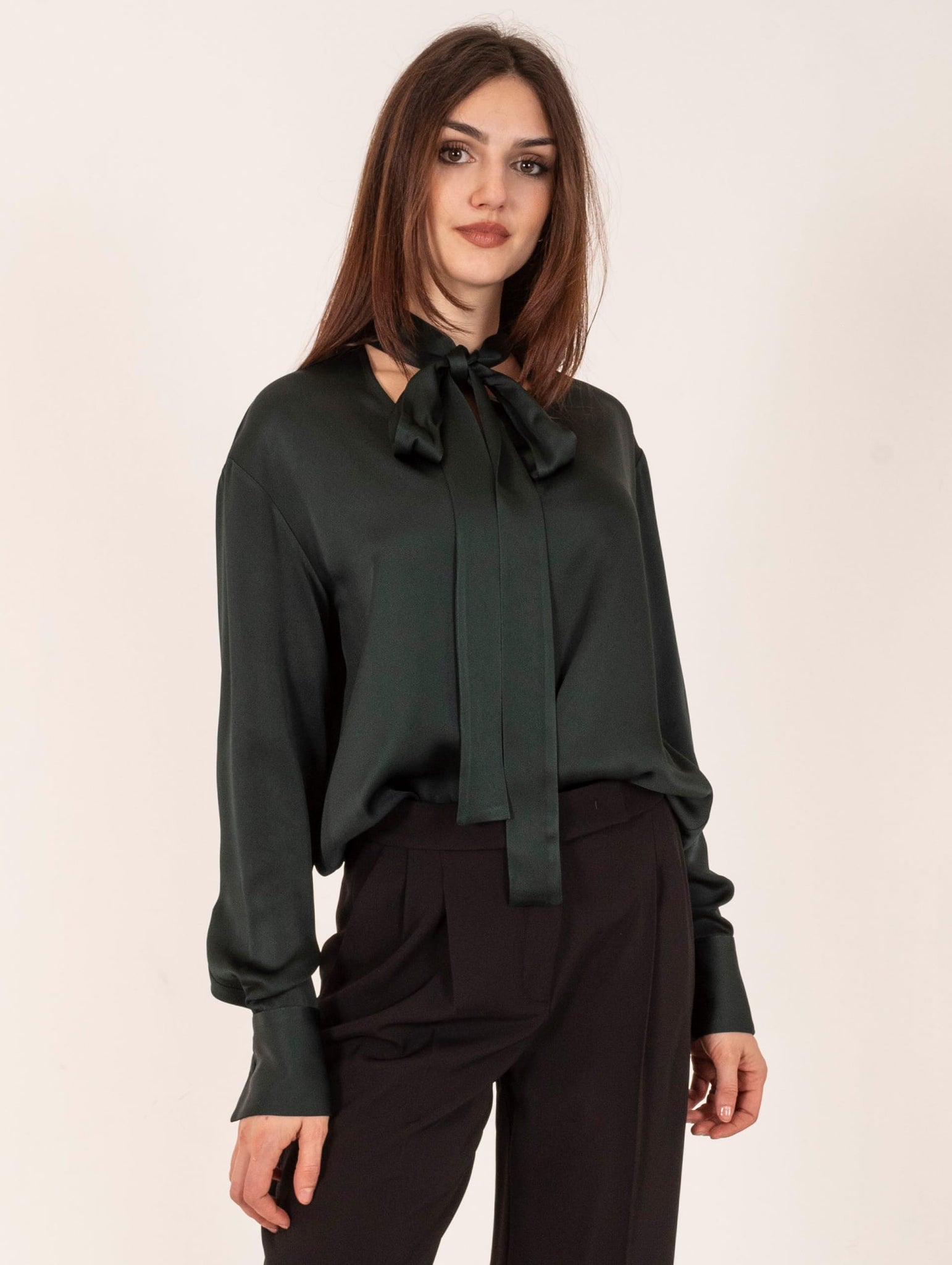 Camicia Antonelli Firenze con Fiocco in Viscosa Verde