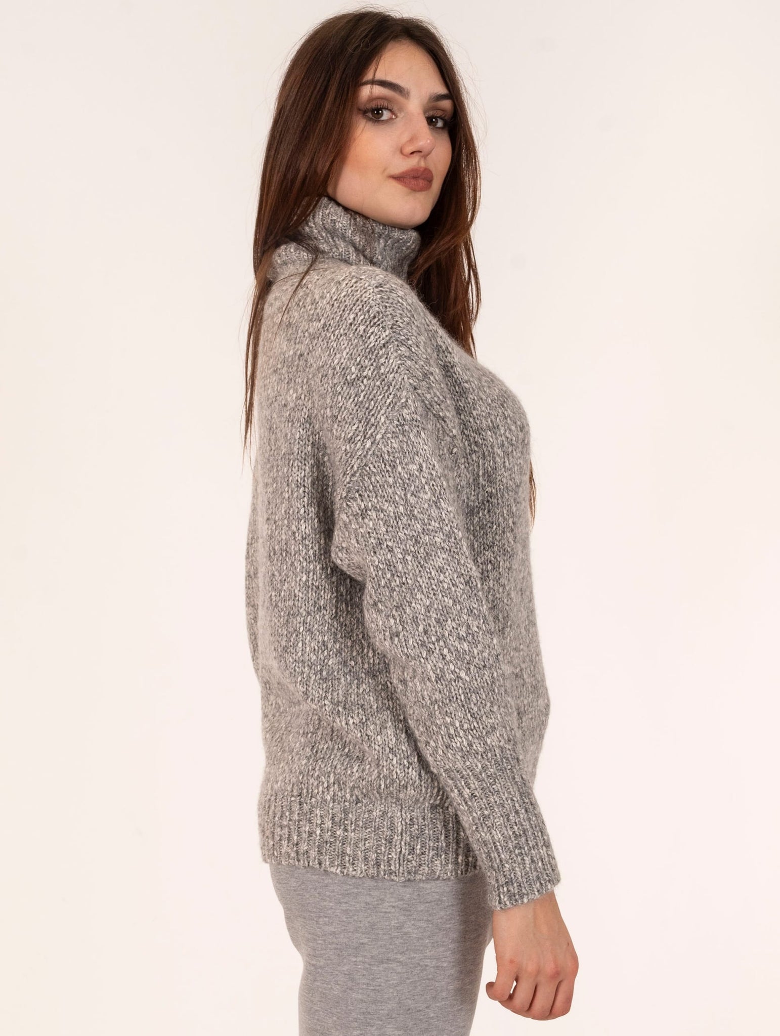 Pull Base in Cotone e Alpaca Grigio Melange