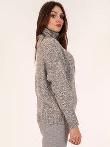 Pull Base in Cotone e Alpaca Grigio Melange