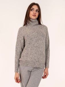 Pull Base in Cotone e Alpaca Grigio Melange