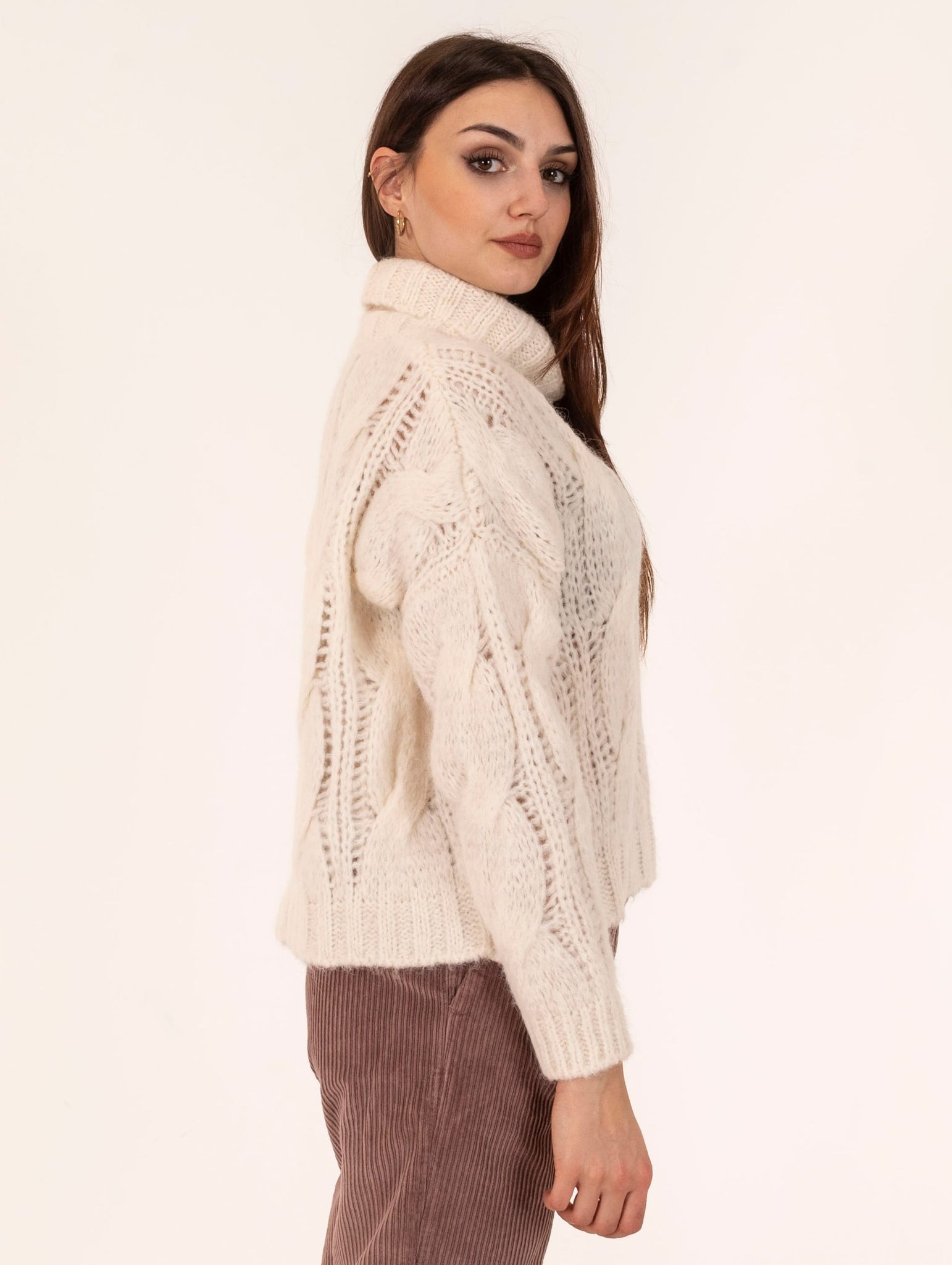 Pull Boxy Base in Alpaca Superfine e Lana Panna