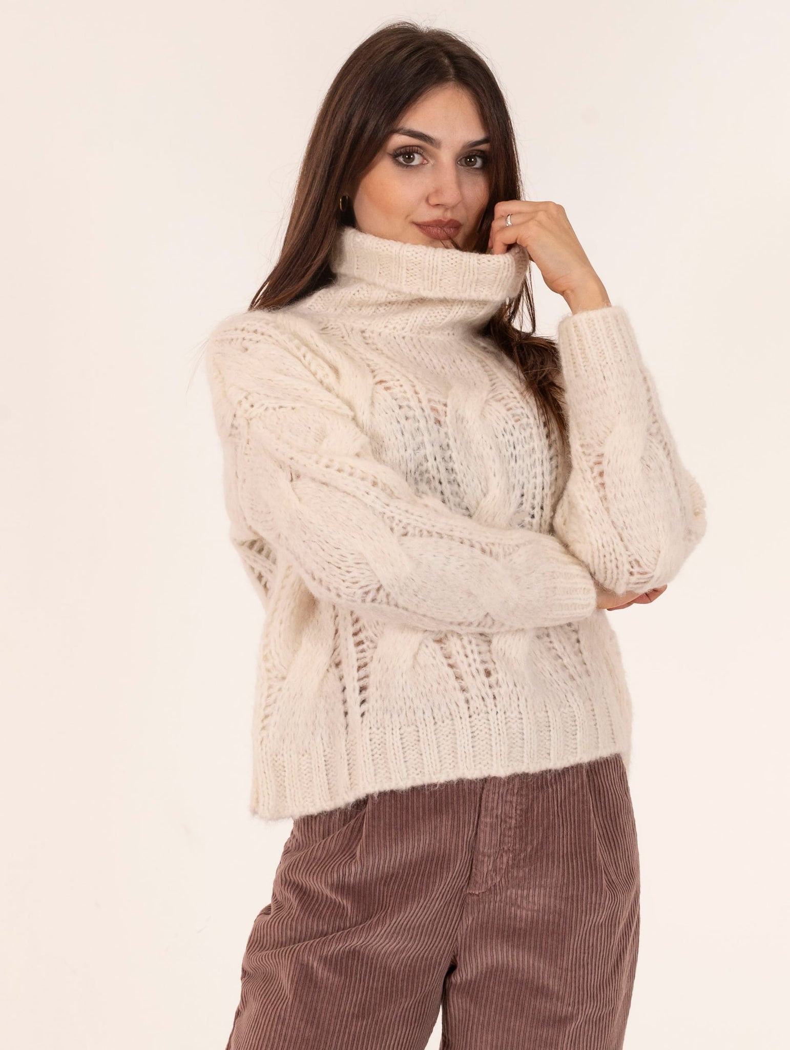 Pull Boxy Base in Alpaca Superfine e Lana Panna