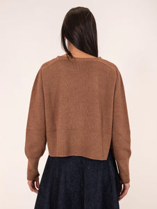 Maglia Boxy Base in Lana e Cashmere Biscotto