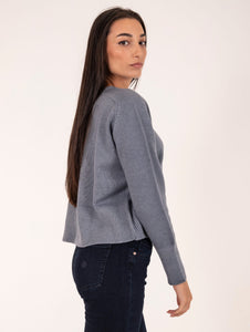 Maglia Boxy Base in Lana e Cashmere Ceruleo