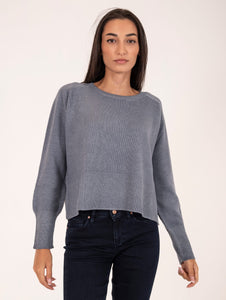 Maglia Boxy Base in Lana e Cashmere Ceruleo