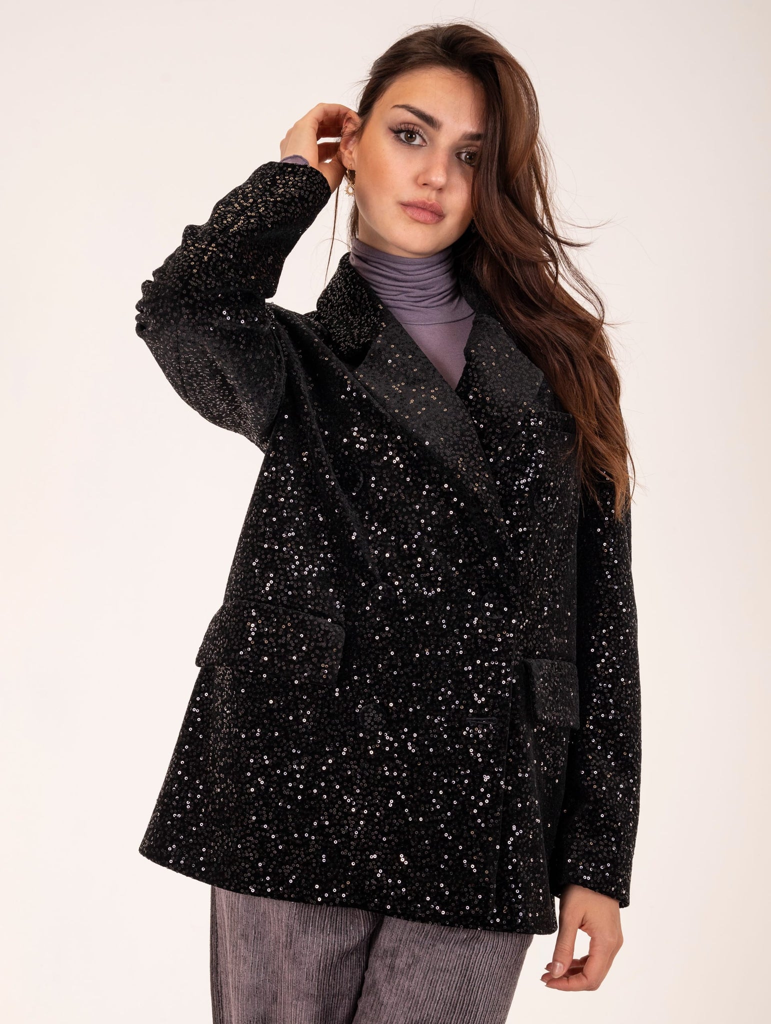 Blazer Over Bazar Deluxe Paillettes Nero