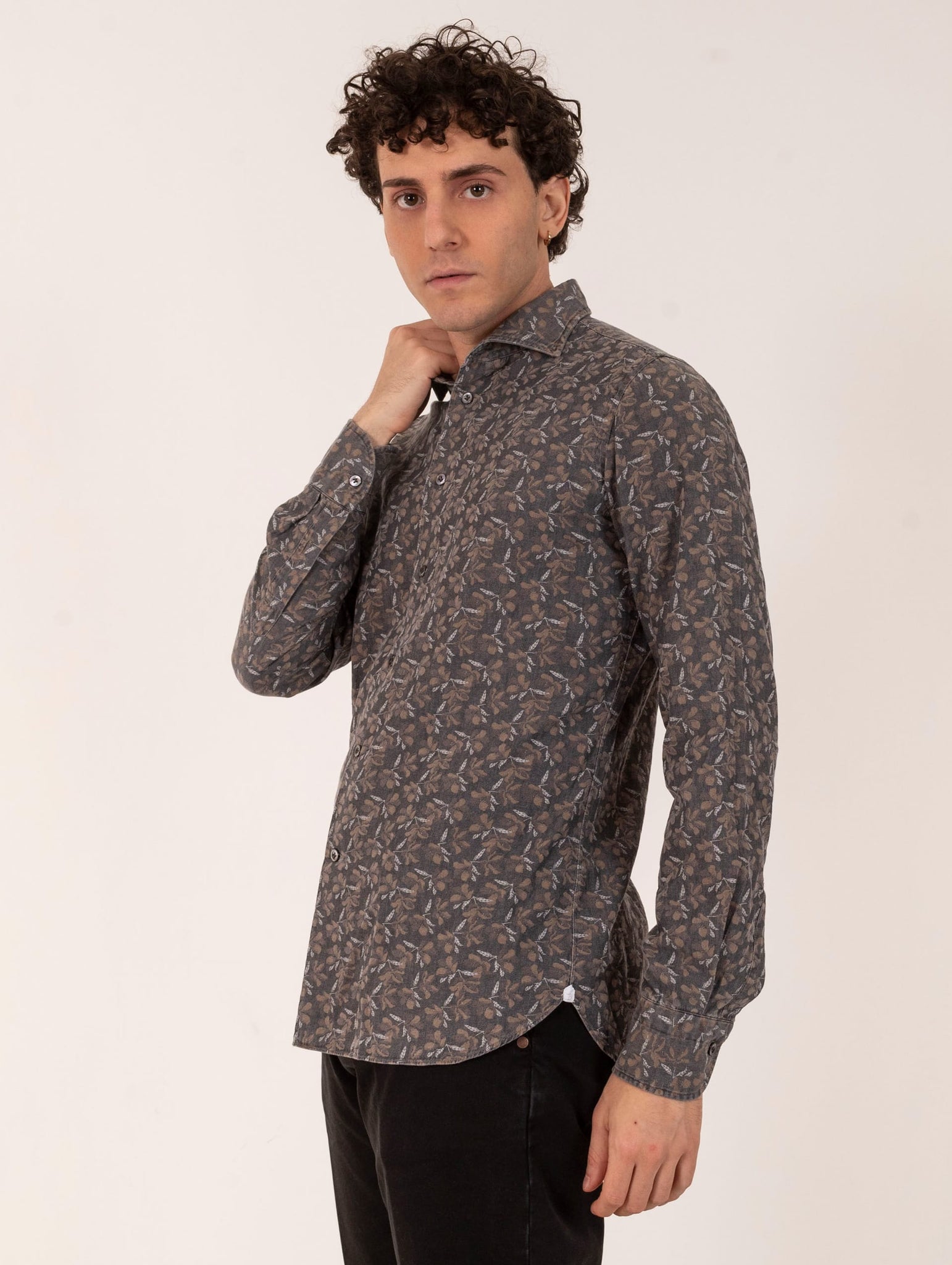 Camicia Borriello Napoli in Cotone Fantasia Floreale