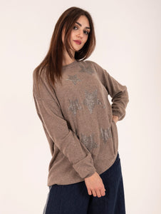 Maglia Stars Brand Unique in Lana e Cashmere Taupe