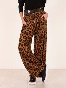 Pantalone Animalier Brand Unique in Viscosa e Seta