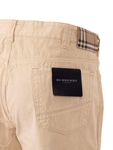 Pantalone Burberry in Cotone Piquet Avorio