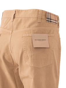 Pantalone Burberry in Cotone Piquet Beige