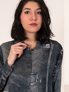 Camicia Bye in Viscosa Effetto Denim