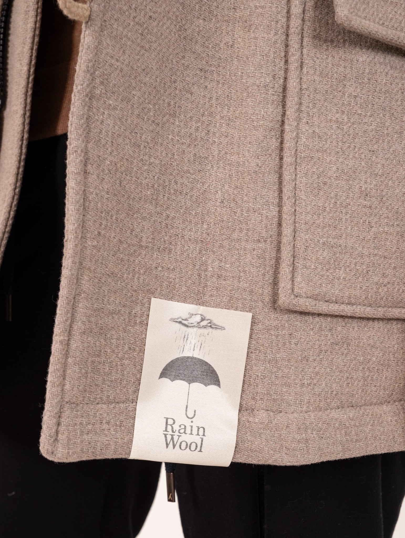 Duffle Coat Camplin in Lana con Cappuccio Tortora