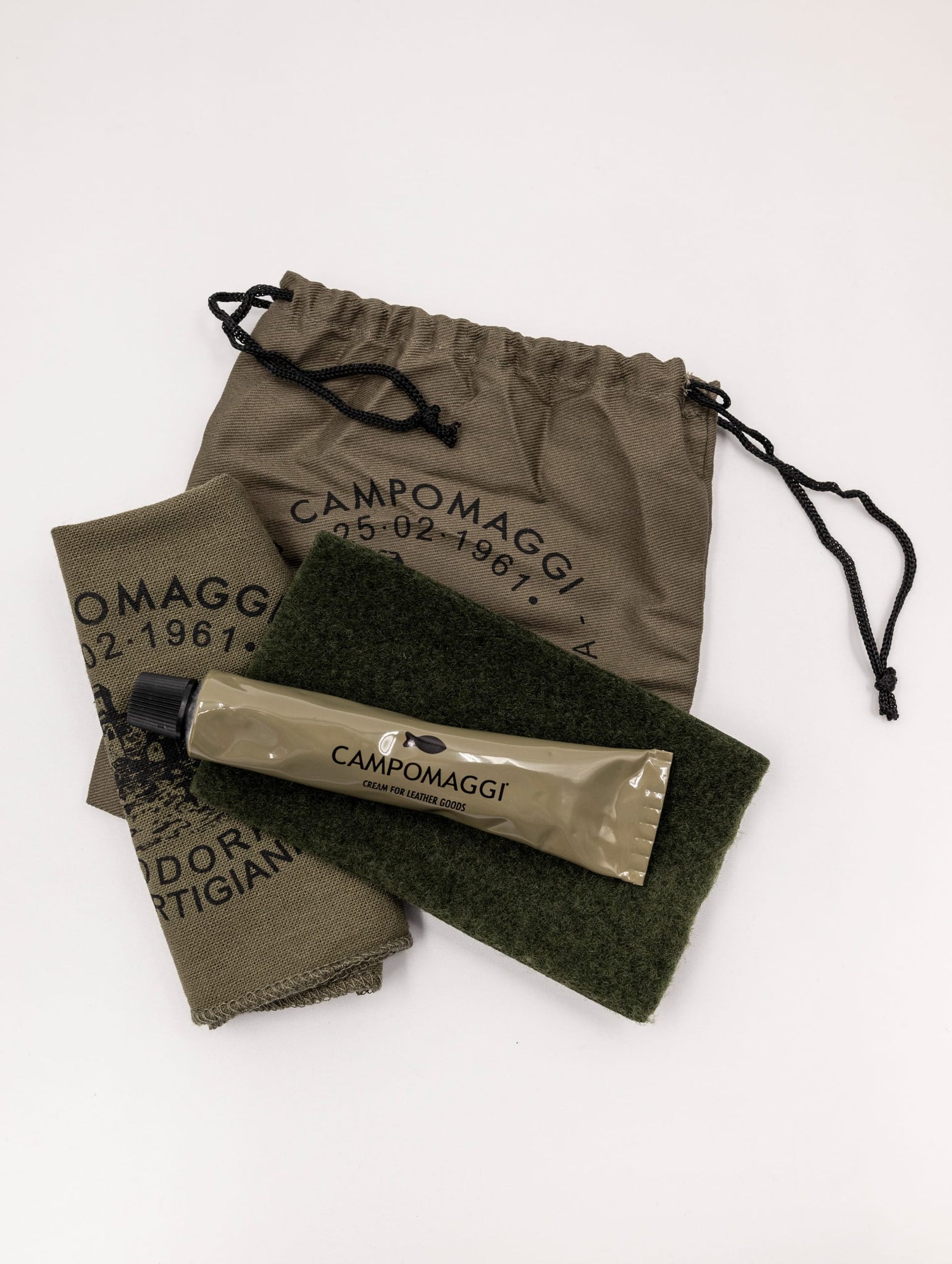 Minibag Campomaggi in Pelle Laminata Piombo, Verde Militare e Rosso