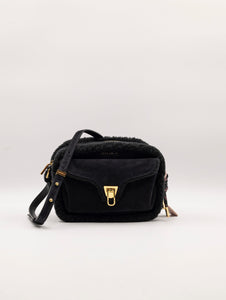 Mini Bag Coccinelle Beat in Camoscio ed Eco Shearling Nera