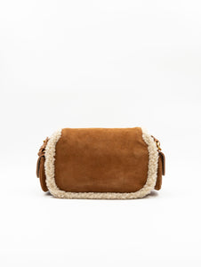 Borsa Coccinelle Campus in Camoscio ed Eco Shearling Naturale