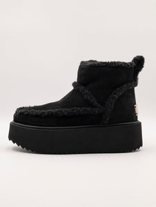 Stivaletto Shearling Platform Coccinelle in Suede Nero