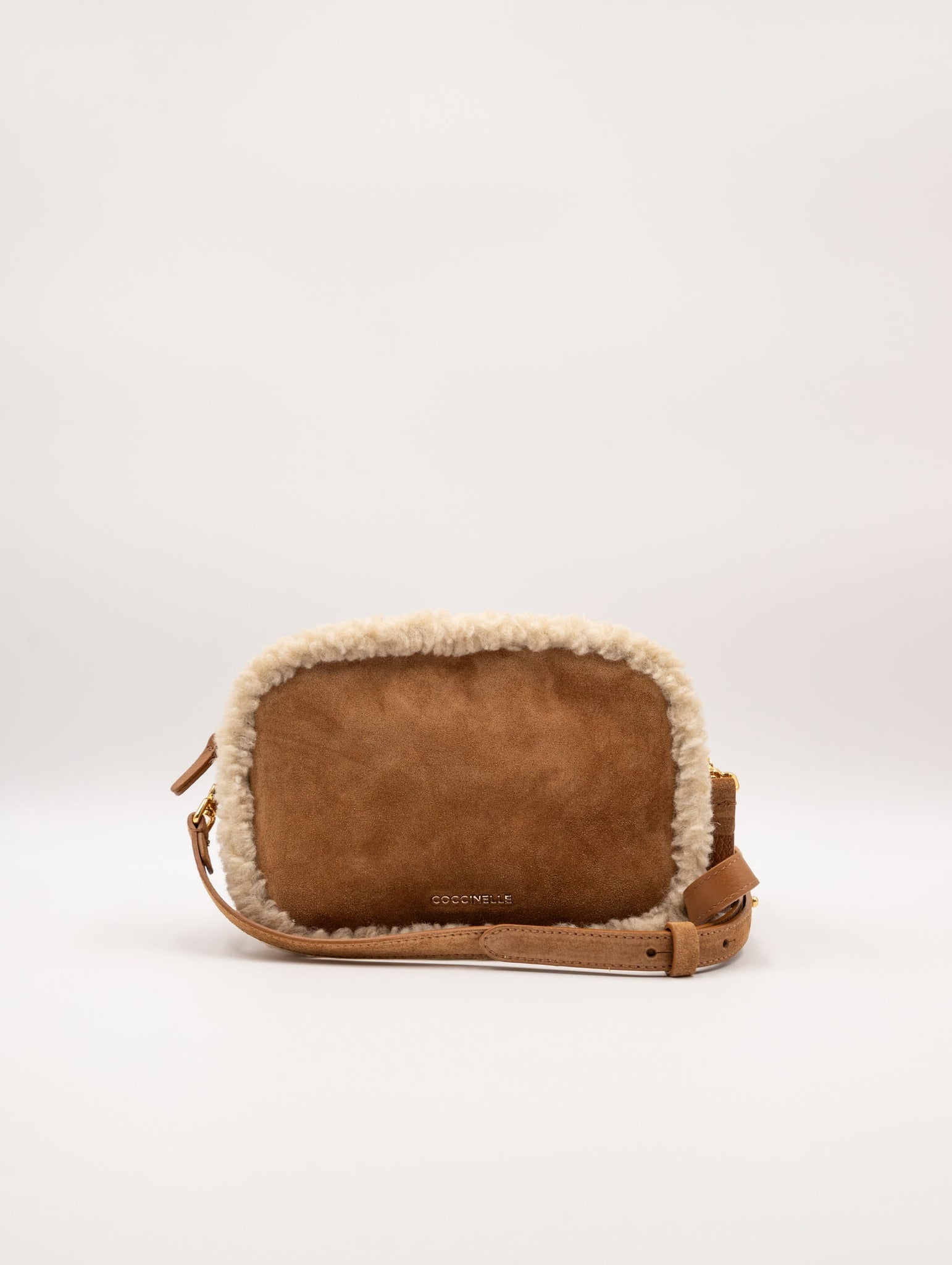 Mini Bag Tebe Coccinelle in Camoscio ed Eco Shearling Cuoio