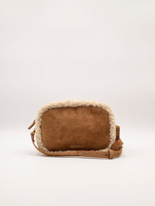 Mini Bag Tebe Coccinelle in Camoscio ed Eco Shearling Cuoio