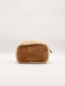 Mini Bag Tebe Coccinelle in Camoscio ed Eco Shearling Cuoio