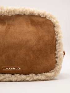 Mini Bag Tebe Coccinelle in Camoscio ed Eco Shearling Cuoio