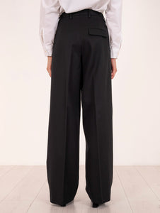 Pantalone Covert in Lana Vergine Nera