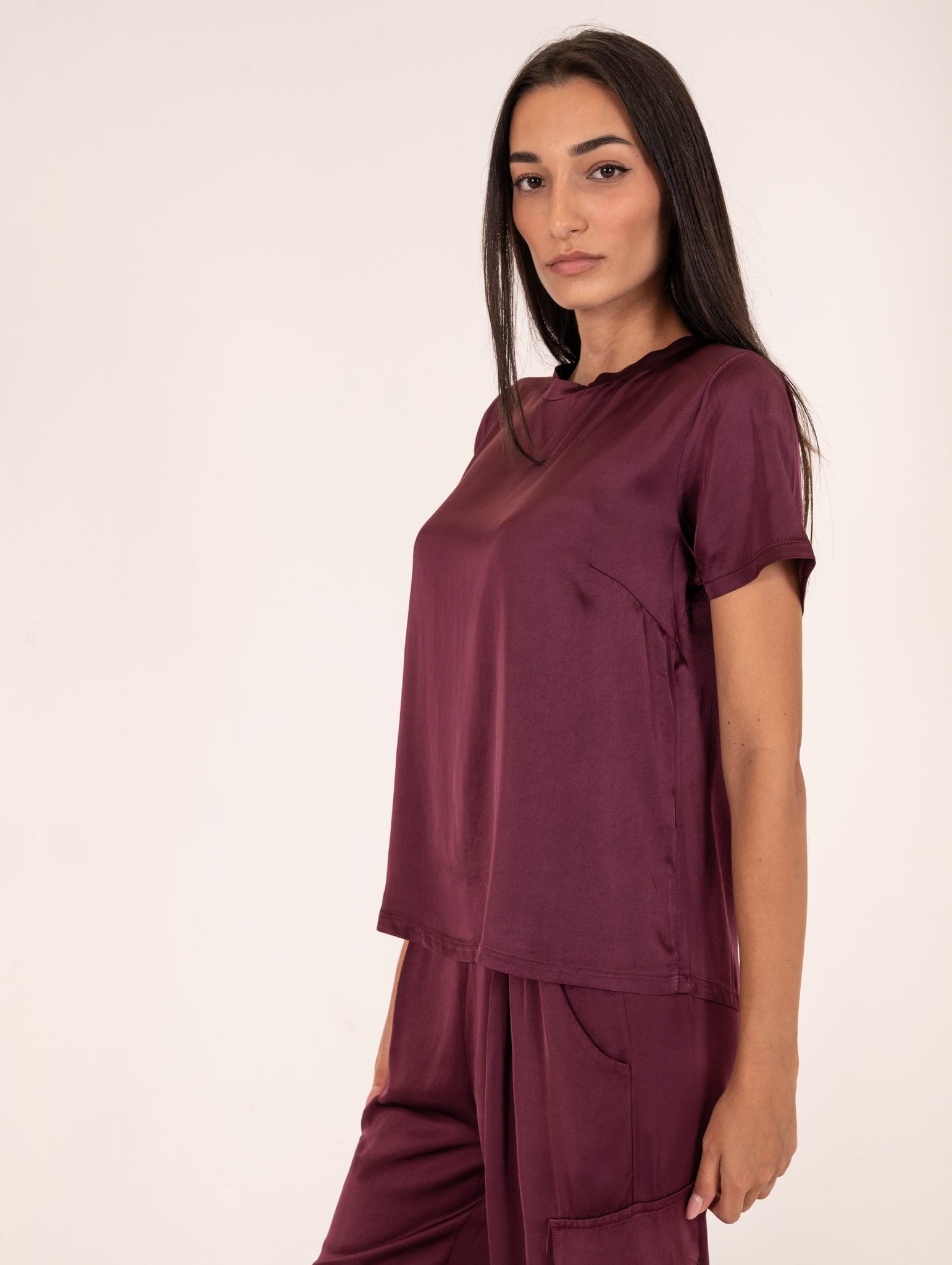 T-Shirt Daniele Fiesoli in Viscosa Stretch Bordeaux