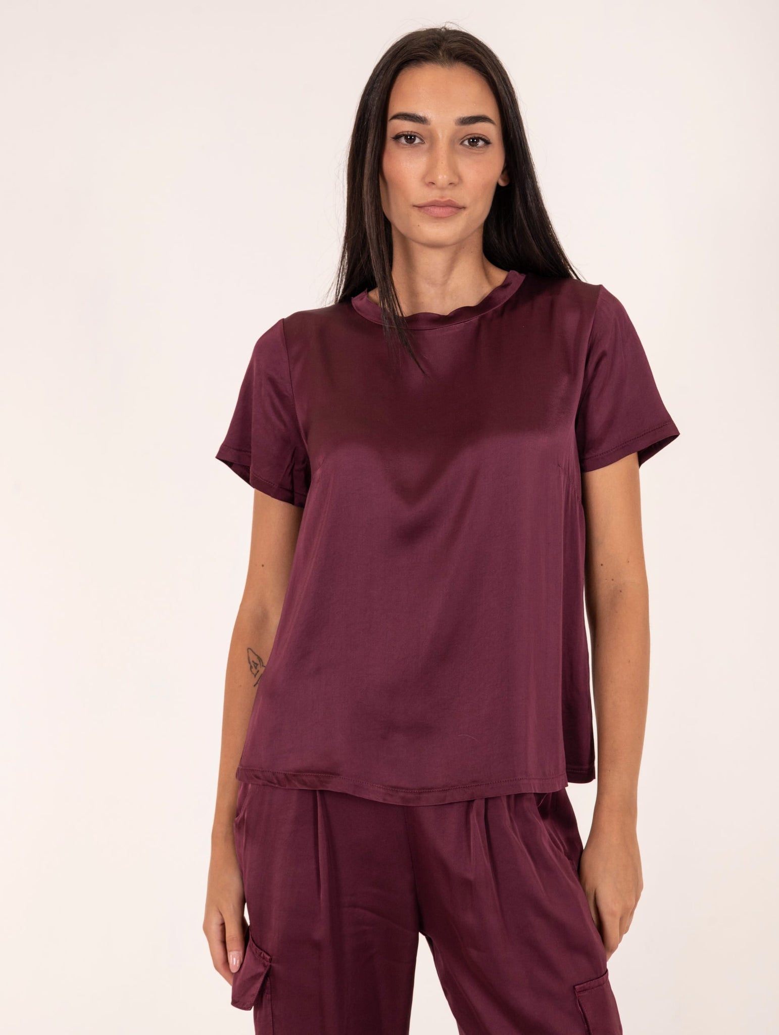 T-Shirt Daniele Fiesoli in Viscosa Stretch Bordeaux