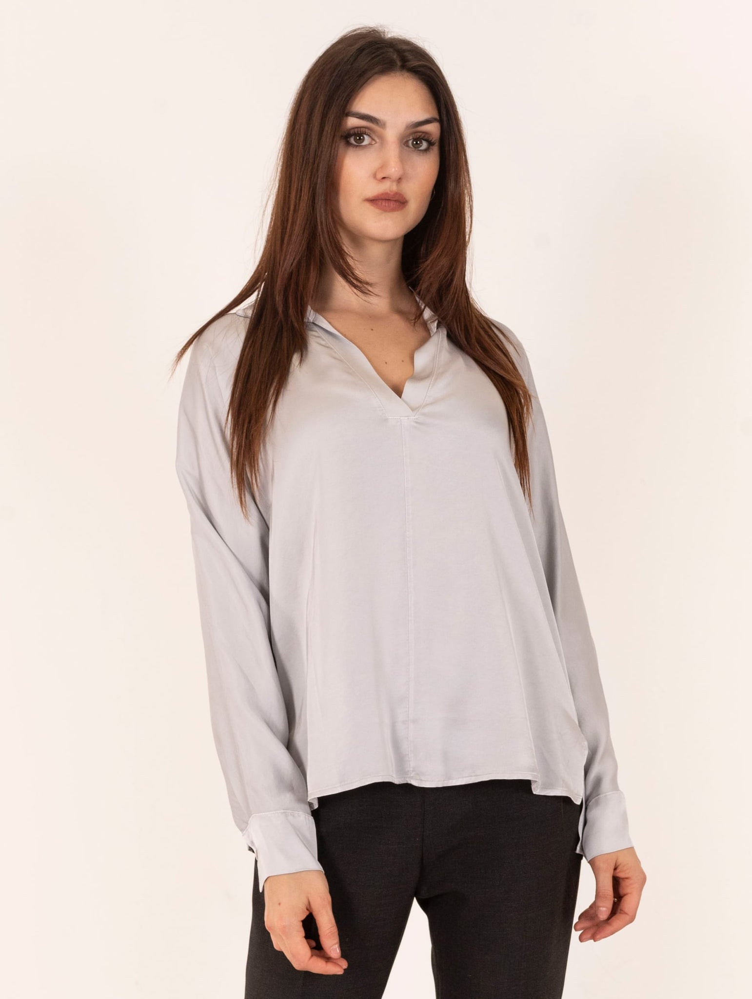 Blusa Polo Daniele Fiesoli in Viscosa Grigio Perla