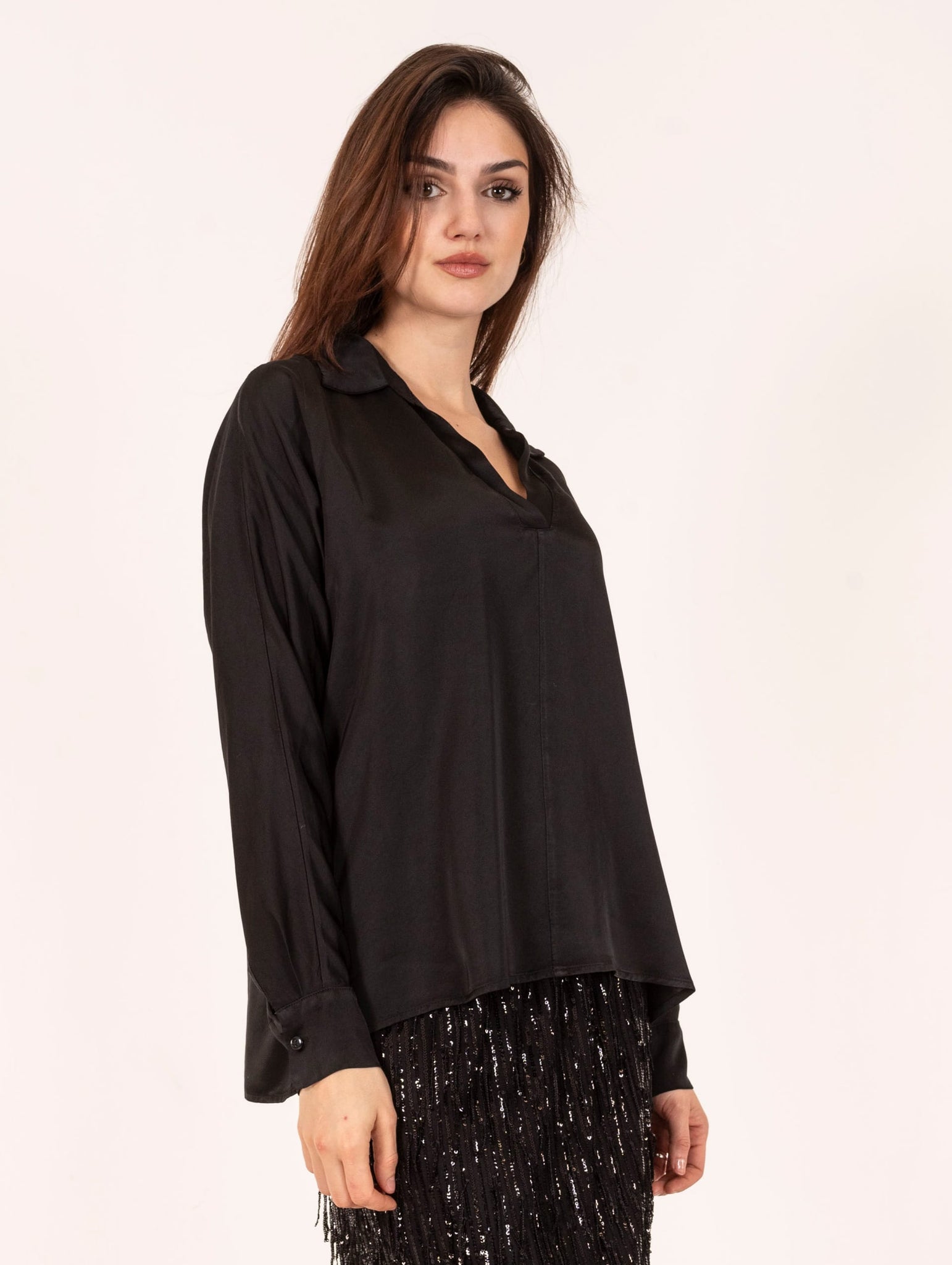 Blusa Polo Daniele Fiesoli in Viscosa Nero